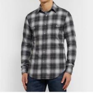 All Saints Serape Long Sleeve Button Down Shirt Plaid Grey size M